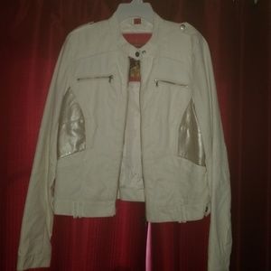 Collection white leather like jacket